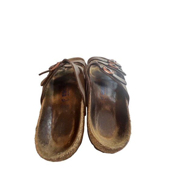 Birkenstock Florida Womens Size 40 8 Leather Sandals Brown Leather 3 Strap Birks - Picture 4 of 6